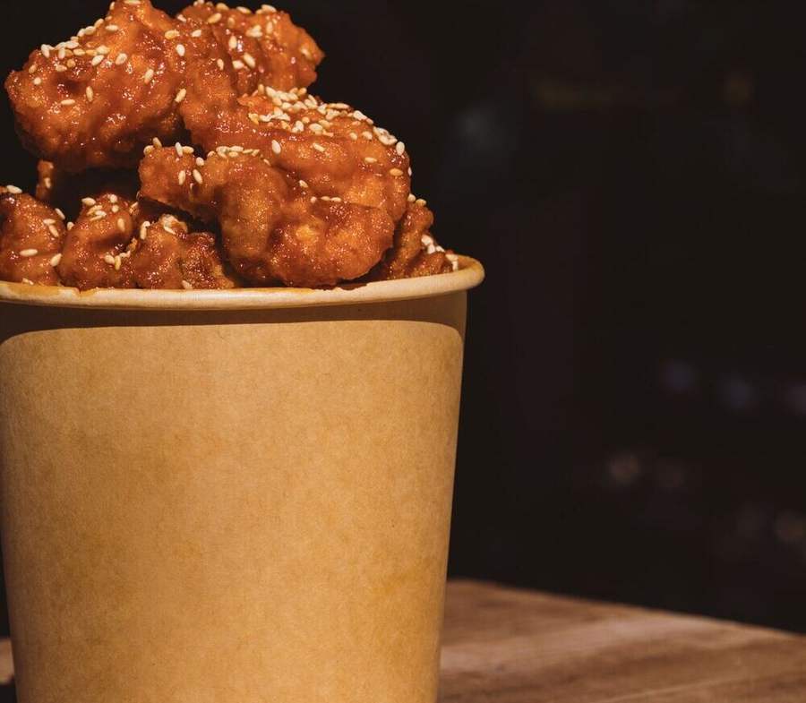 Popcorn Chicken, two sauces